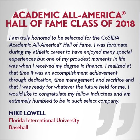 Mike Lowell to be inducted into the CoSIDA Academic All-America