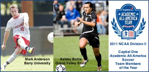Mark Anderson of Barry, Ashley Botts of Grand Valley State lead Capital One Academic All-America® Division II Soccer Teams