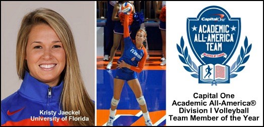 Florida's Kristy Jaeckel named Capital One Academic All-America® of the Year for Division I Volleyball to lead DI team announcement